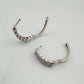 Elegant Natural Diamond Wave Hoop Earrings - Elongated Design w Sterling Silver Illusion Setting