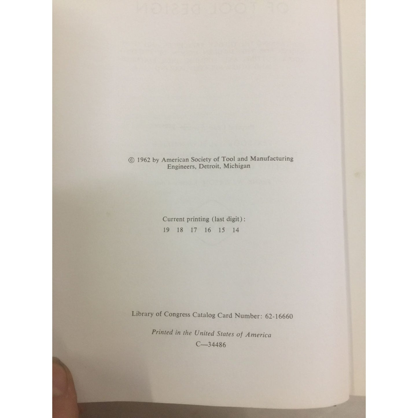 Fundamentals of Tool Design by American Society of Tool & Manufacturing Engineers