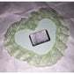 Vintage Heart Shaped Refrigerator Magnet with Lace and Flower Print