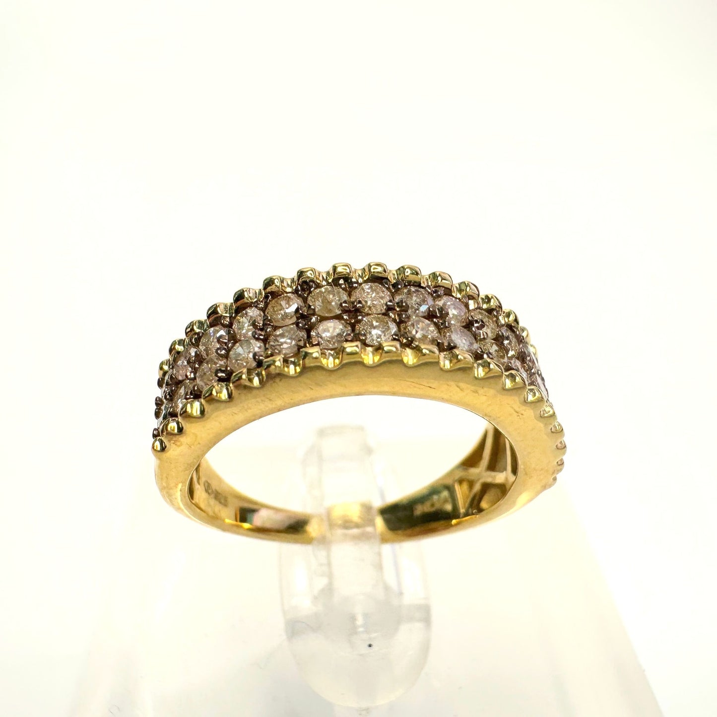 Elegant 3/4 Ct Diamond 2 row Anniversary Ring 14kt Gold Over Sterling Silver