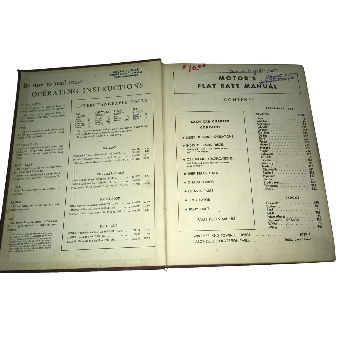 Motors Flat Rate Manual Keep Em Rolling with Motors Manuals Vintage Book - A+ Stuff