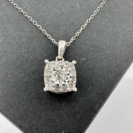 Radiantly Beautiful 1/2 ct Diamond Necklace - Sterling Silver with 18" Chain