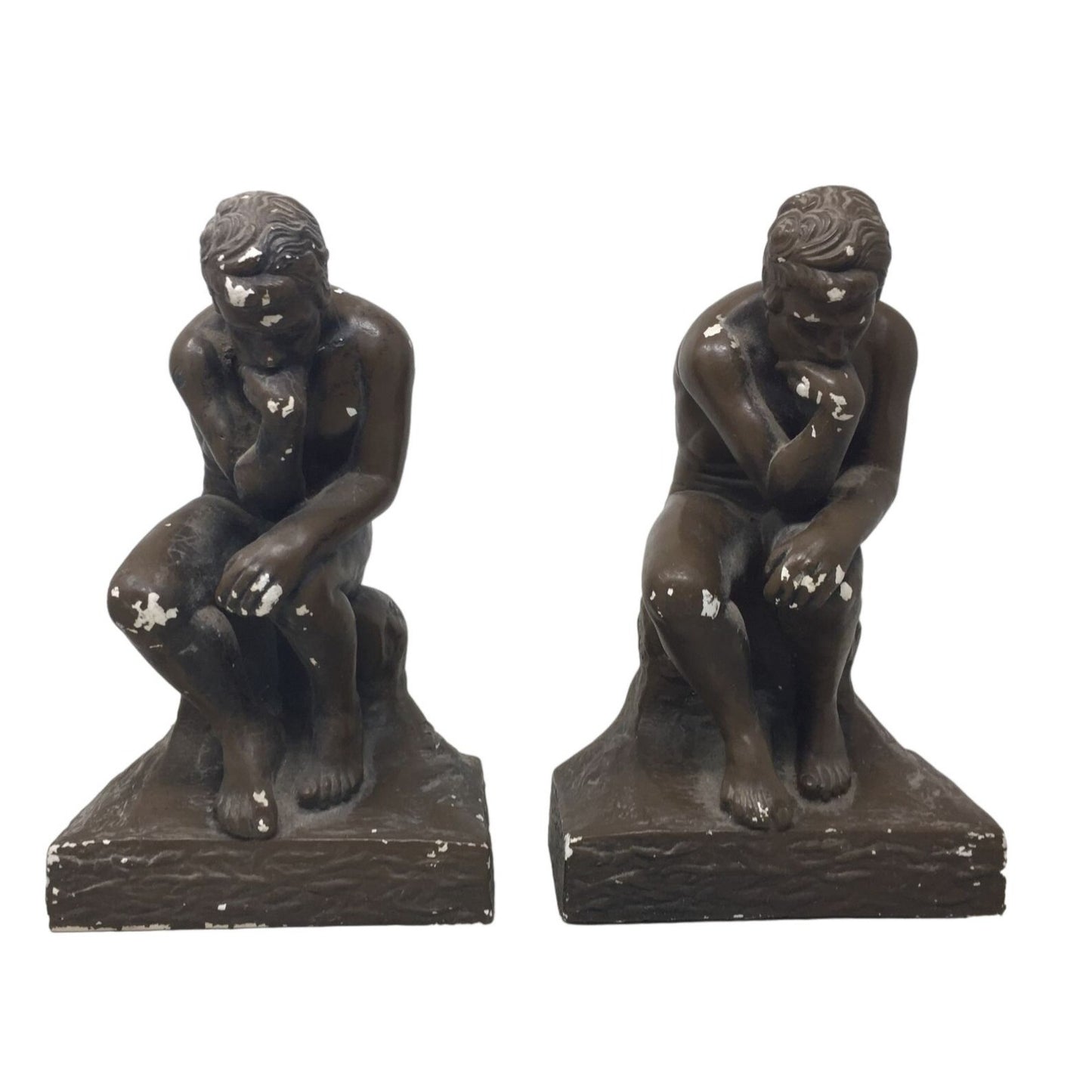 Vintage Resin Sculpture/Statue Thinker Bookends (2)