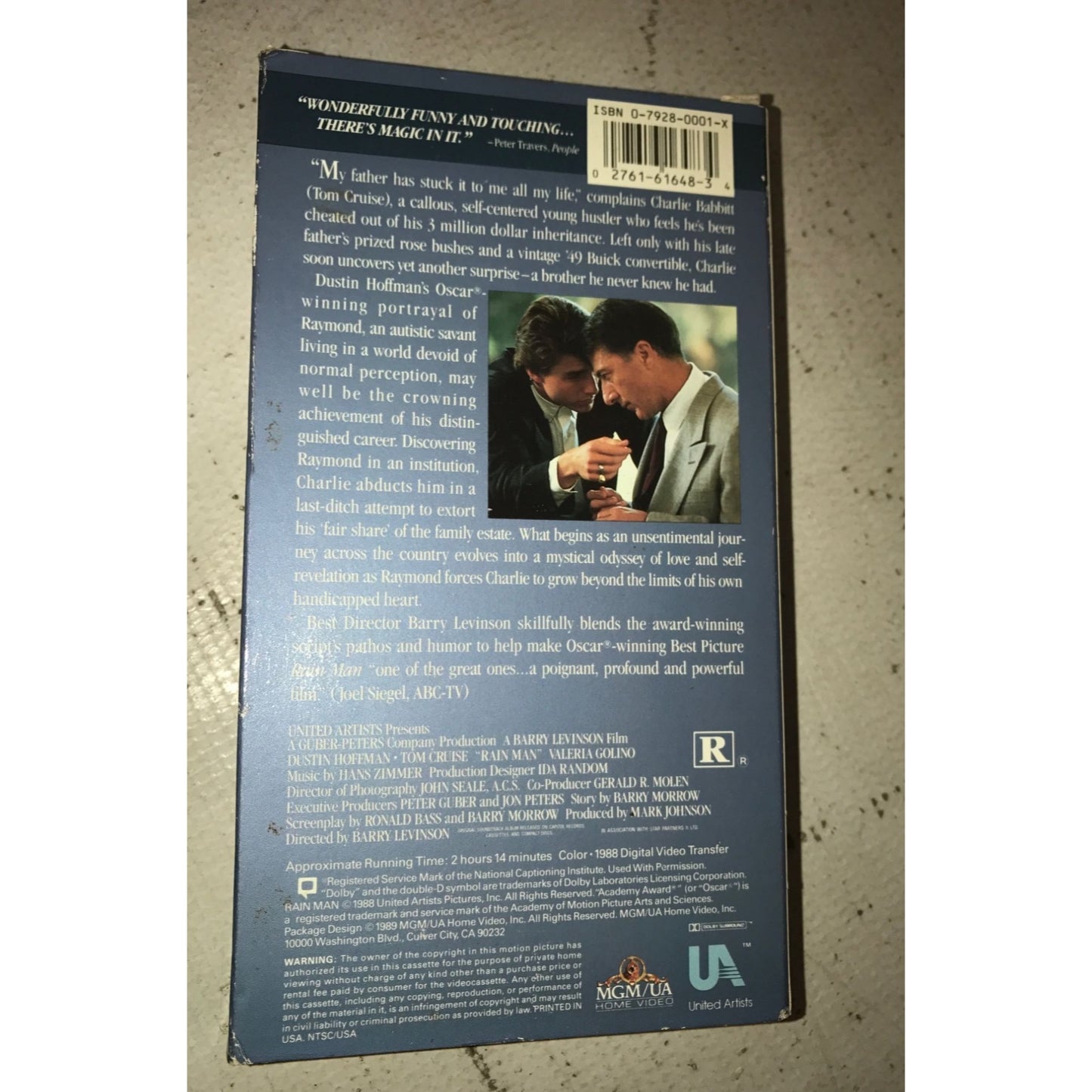 Rain Man VHS Tom Cruise/Dustin Hoffman Academy Award Winner