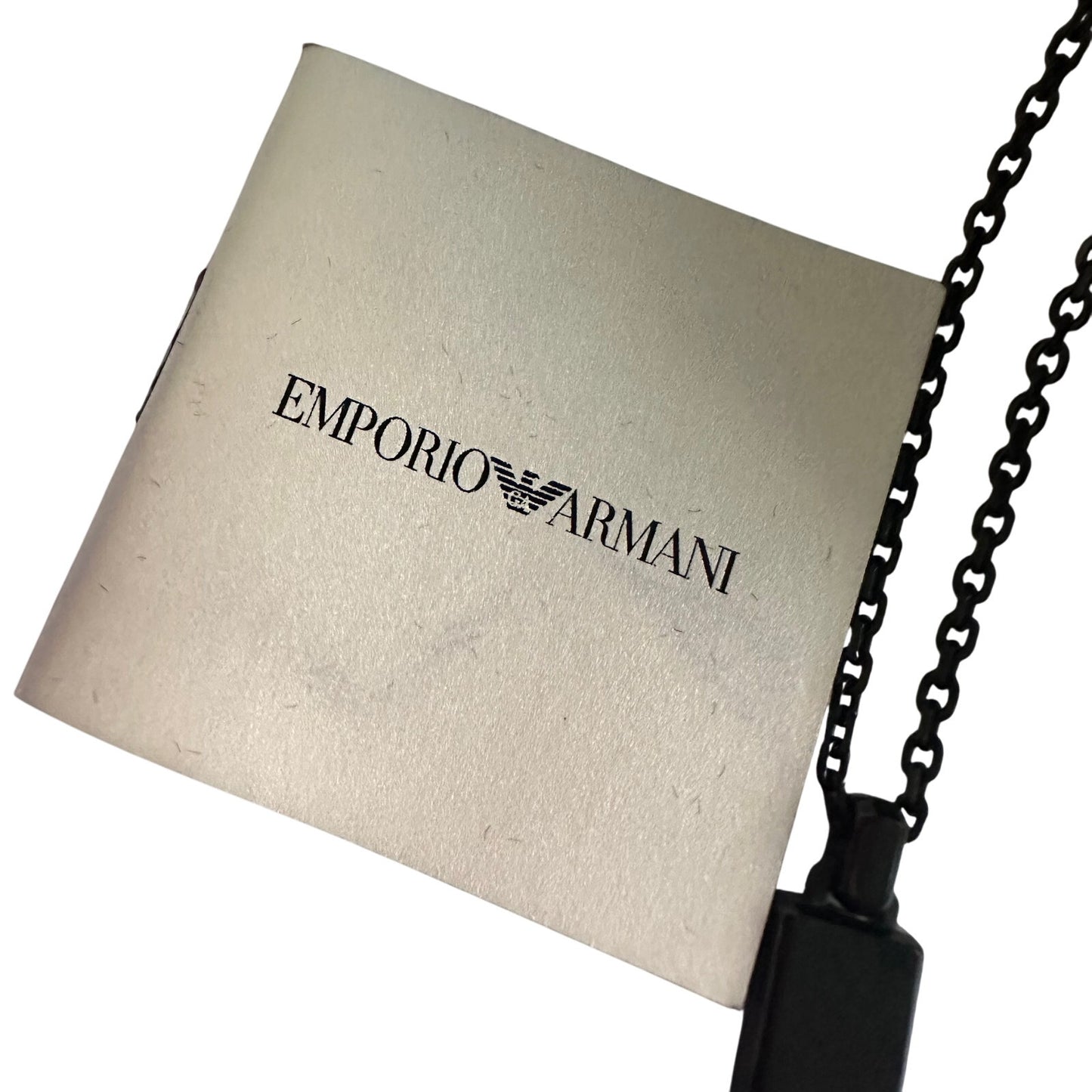 Emporio Armani Necklace - Black Bar with Red Etched Logo