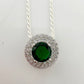 Brilliantly Beautiful 2.40ct Lab Created Emerald Halo Pendant - Sterling Silver