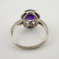 Beautiful Dark Purple Amethyst and Diamond Accent Ring - Sterling Silver Size 7.25