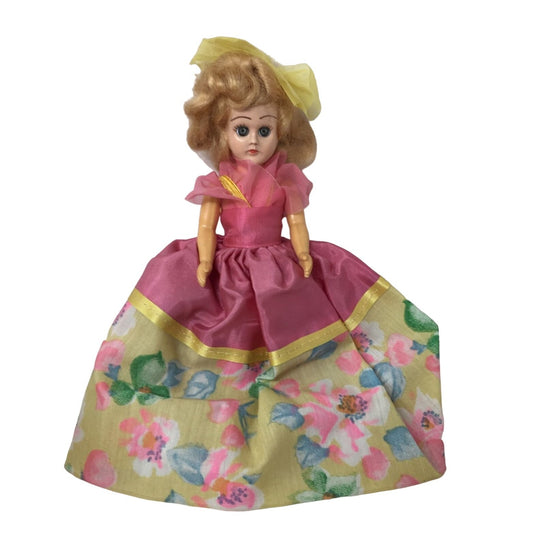 Vintage Collectible Doll Blonde Hair/Light Eyes, Wearing Pink & Yellow Dress