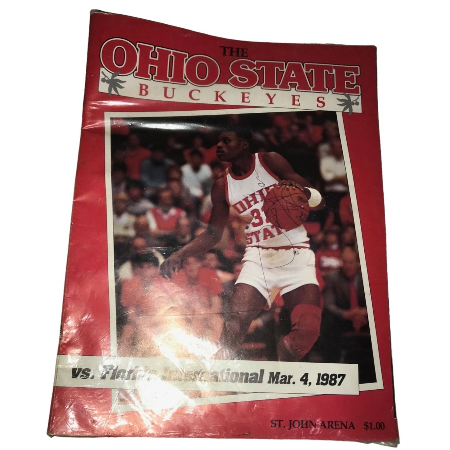 Vintage March 4, 1987 Ohio State Buckeyes vs Florida International Autographed Program