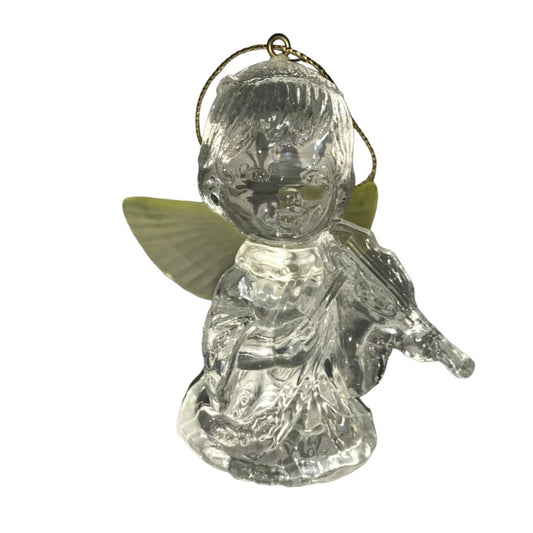 Clear Angel with Wings Playing Violin Christmas Tree Ornament 4" Tall