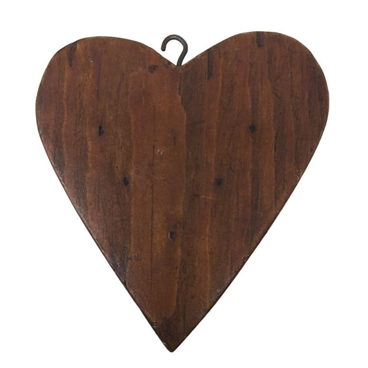 Vintage Small Heart Brown Wooden Wall Hanging Holder