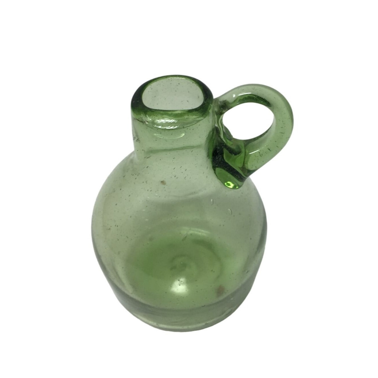 Vintage Small Green Handblown Flower Vase/Jug with Handle