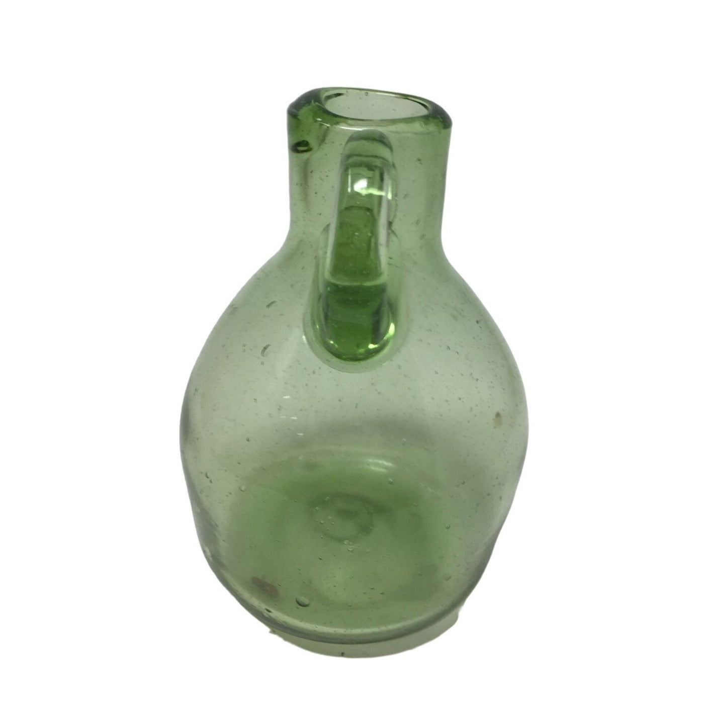 Vintage Small Green Handblown Flower Vase/Jug with Handle