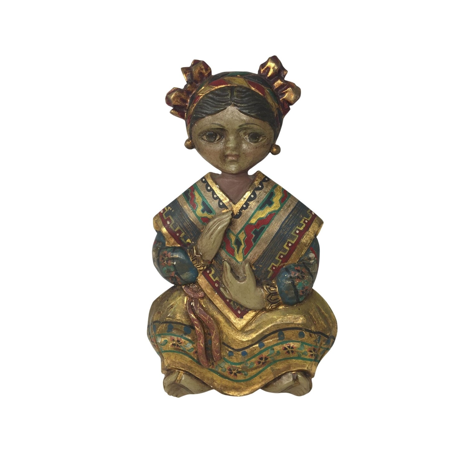 Vintage Mexican Woman Collectible Wooden Wall Art- about 12'' tall