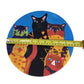 Abstract Art Decorative Cat Plates - 3D Texturing -  10"  & 8" - Bold Colors