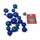 Assortment of 18 Blue Christmas Tree Ornaments w/ Ornament hooks