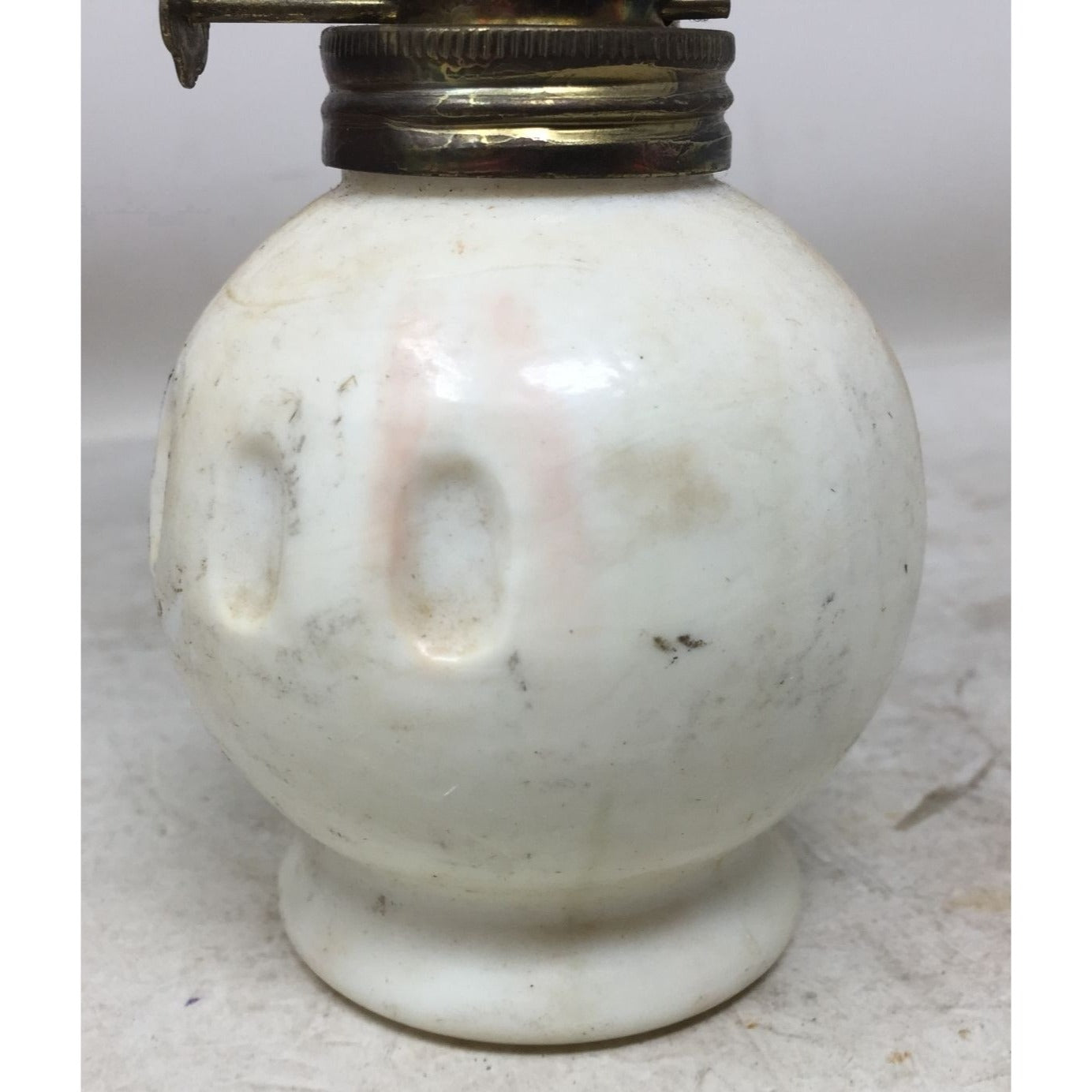 Vintage White Milk Glass Miniature Oil Kerosene Lamp Fluted Top