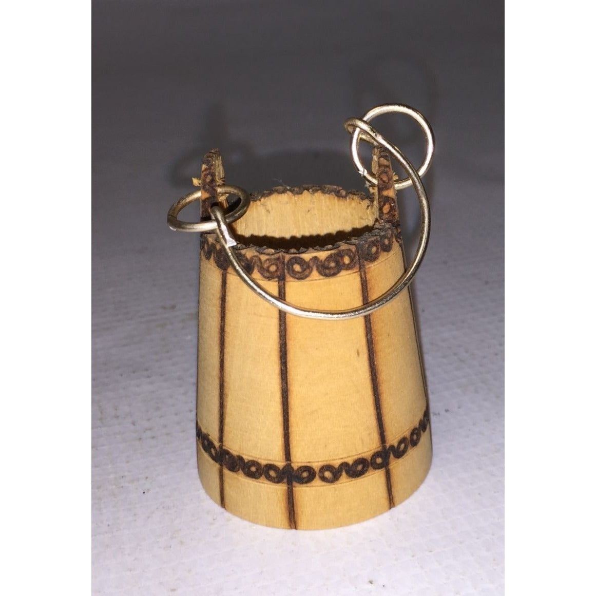 Small Miniature Wooden Hanging Bucket with Metal handle