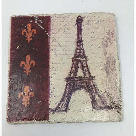 Vintage Eiffel Tower In Pairs Ceramic Wall Hanging Decor- about 8x8 inches