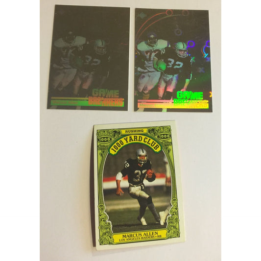 Marcus Allen 1986 Topps 1000 Yard Football Card #1 & 2 Game Breaker Hologram Cards