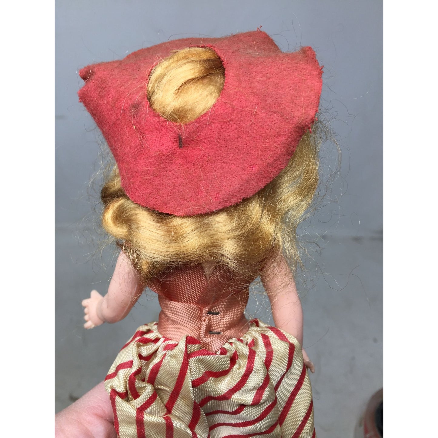 Vintage Collectible Doll w/ Light Hair/Eyes Wearing Red & White striped Dress