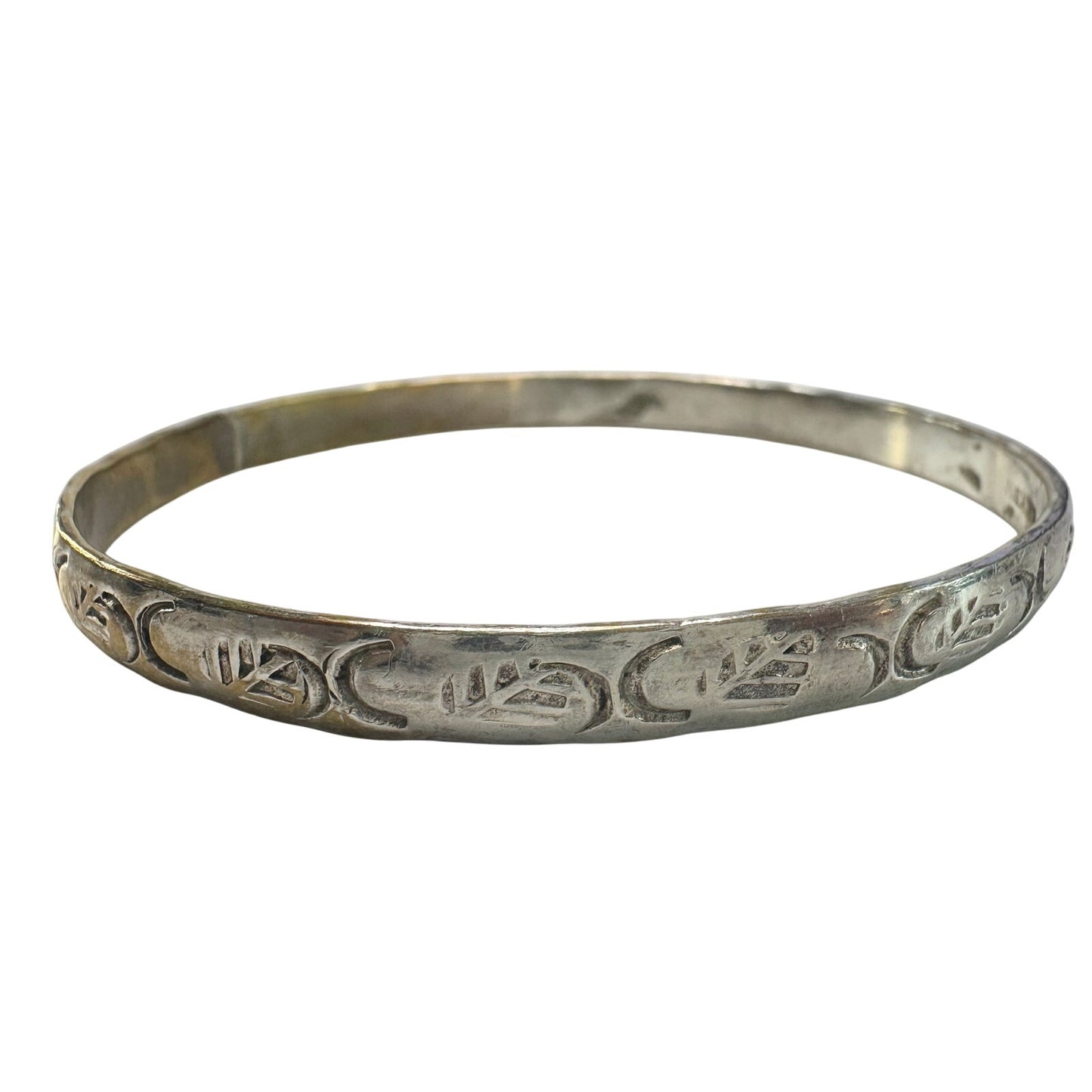 Symbol Etched Silverplated Bangle bracelets Stamped MEXICO (6)