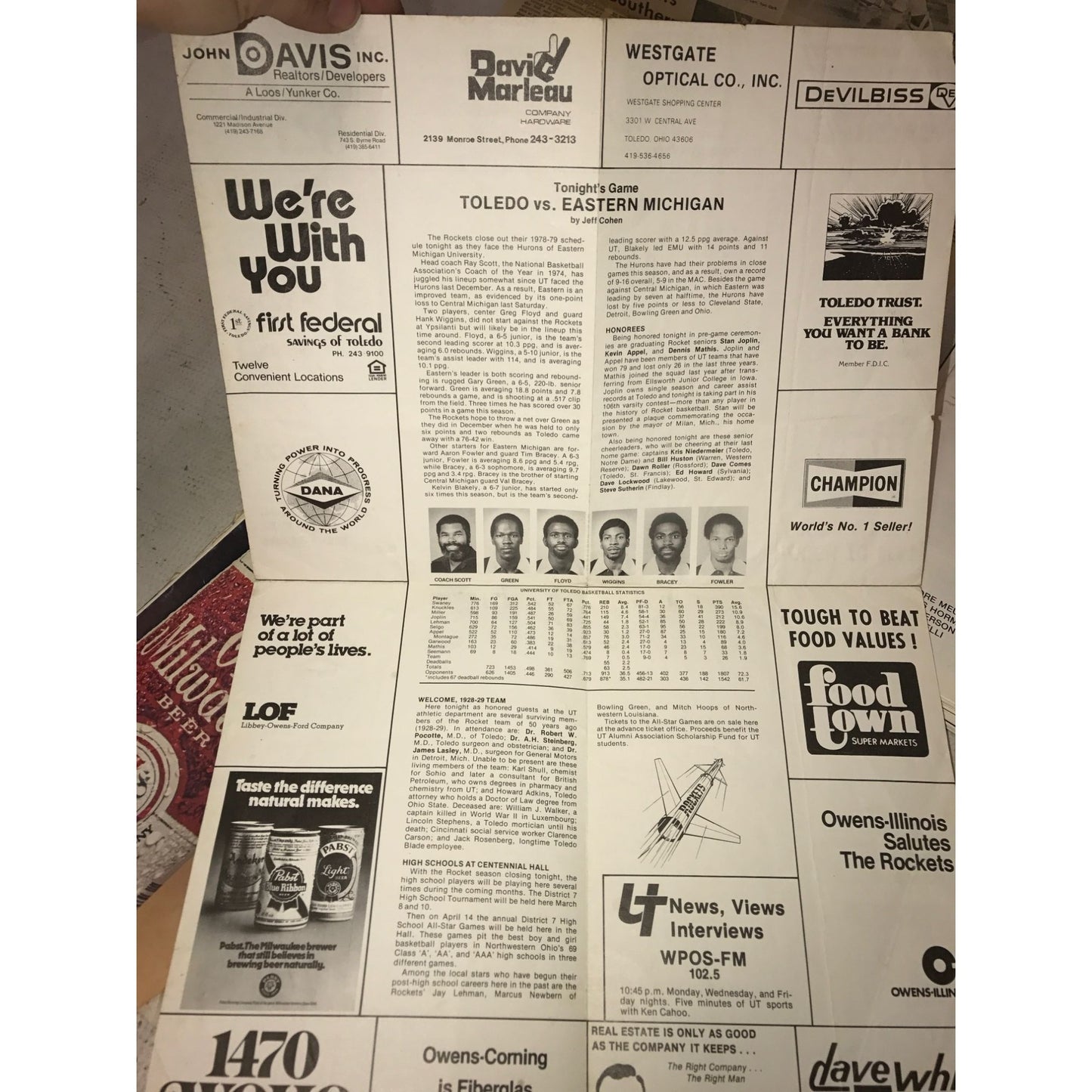 University of Toledo article and programs - souvenirs - Toledo Rockets basketball