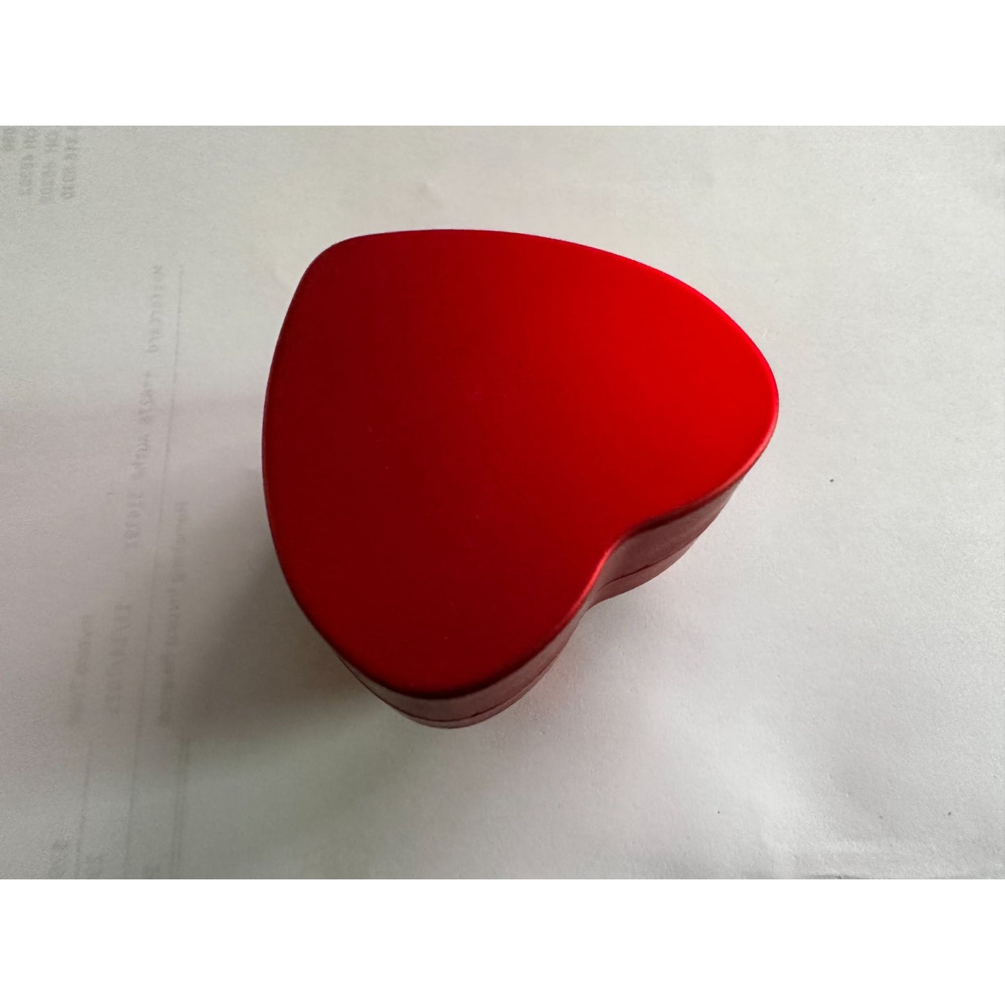 Red Heart LED Ring Box - Hard Metallic Red Exterior with Black Velvet interior - Blue Tint LED Light