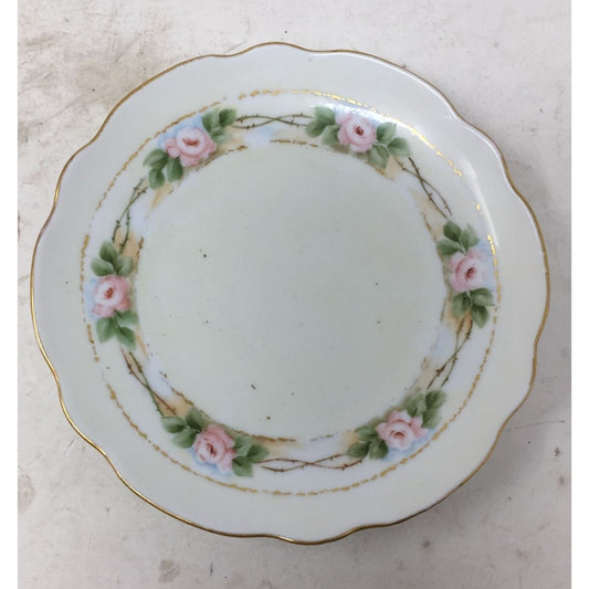 Vintage Bavaria Decorative Gold Rimmed Plate with Flowers