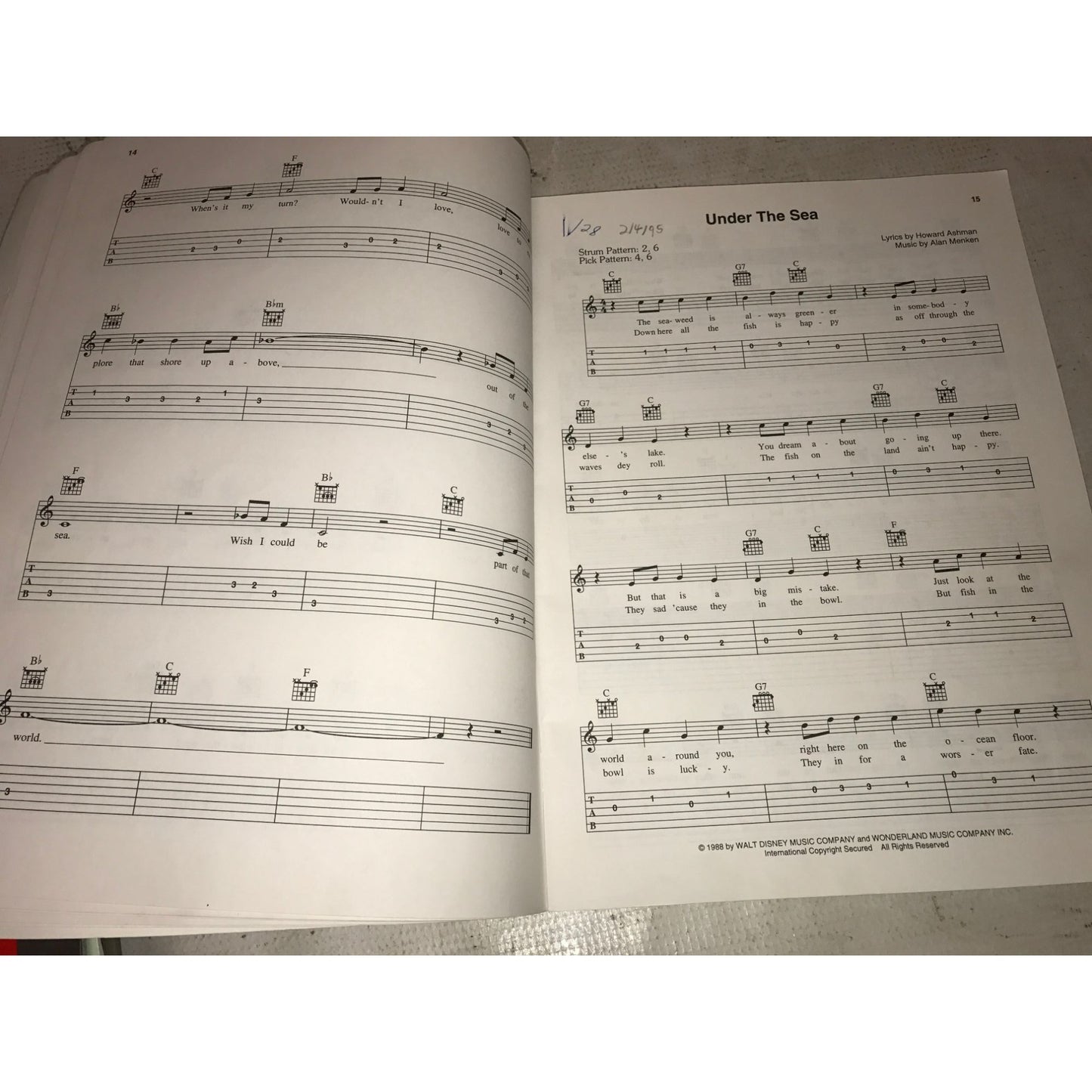 Vintage Disney Movie Hits Music Song Book- Easy Guitar