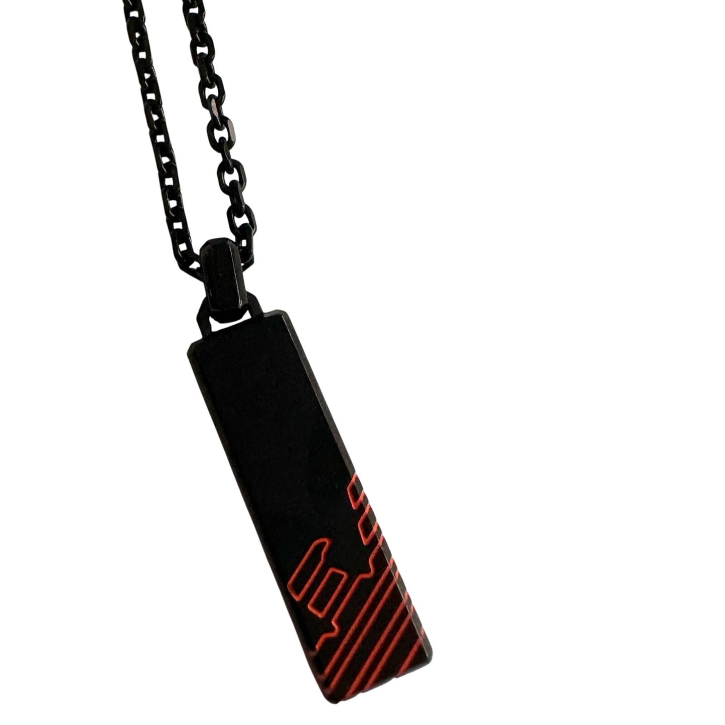 Emporio Armani Necklace - Black Bar with Red Etched Logo