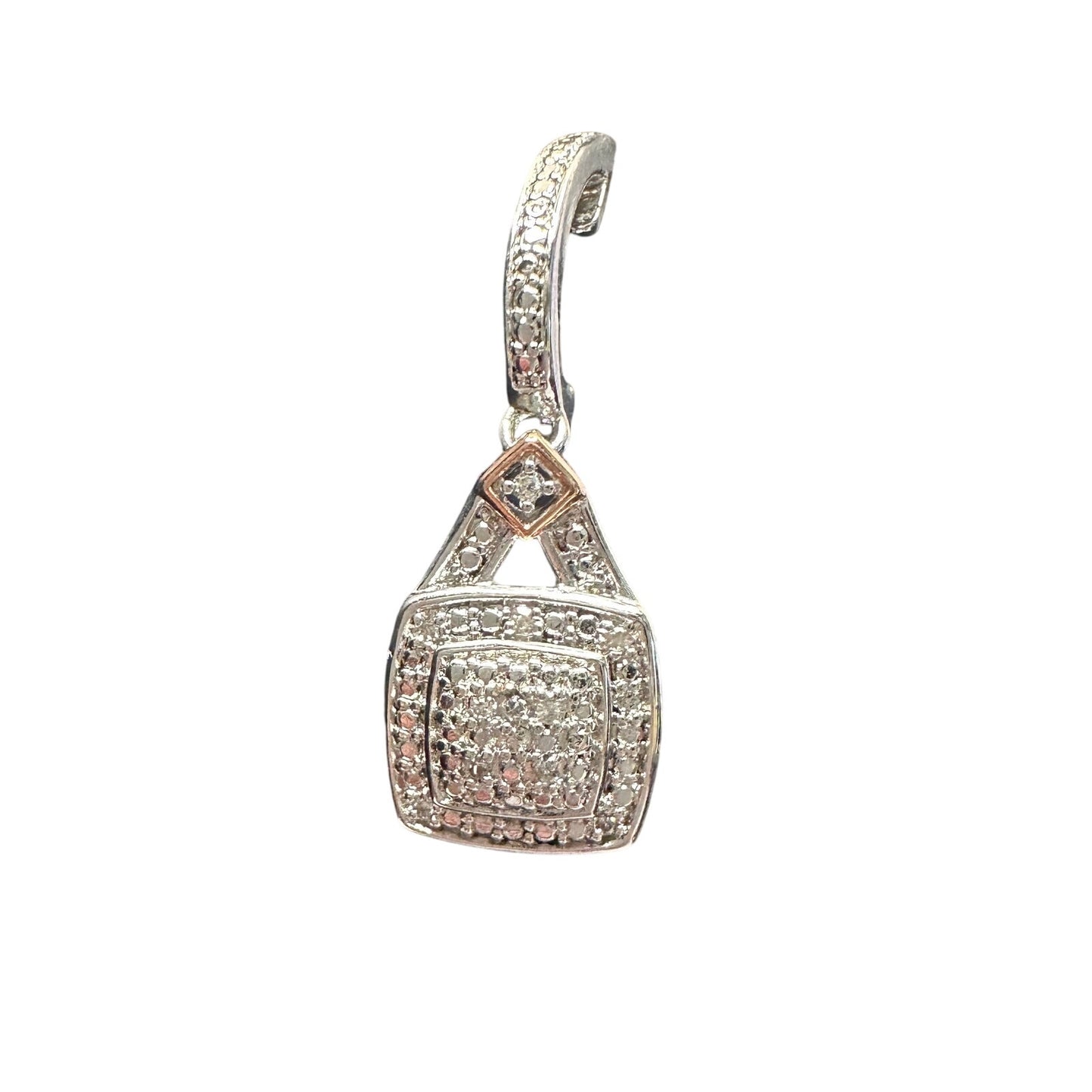 1/4 Carat Diamond Cushion Cut Dangle Earrings -Rhodium Plated Brass