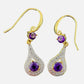 Pretty Teardrop Purple African Amethyst Earrings with Detailing and Gold Overlay