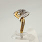 Beautiful 1/4 ct Diamond Ring Baguette and Flower Cluster with Two-Tone Sterling Band Size 7