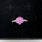 Pretty and Bright - Pink Lab Created Sapphire Petals Flower Ring - Sterling Silver Size 7.25