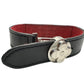 Louis Vuitton (LV) Black Leather Monogram Wish Bracelet with Red Leather on Inverse
