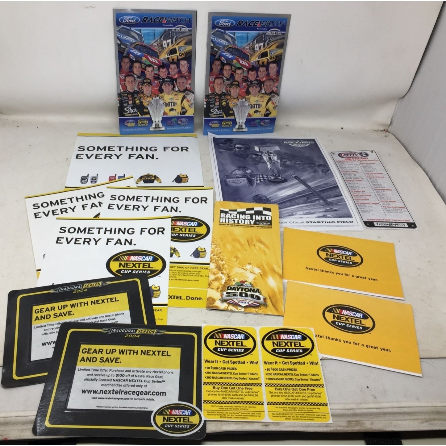 Nascar Collectibles- 2004 Nextel Cup Series Magnets/Stickers, Daytona 500/Ford Racewatch Brochures