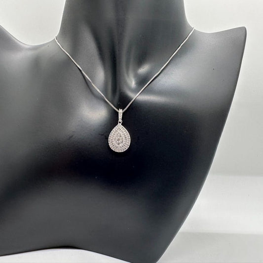 Stunning Pear Cut 1/2 Ct Diamond Designer Necklace - Natural Diamonds in Sterling SIlver Setting