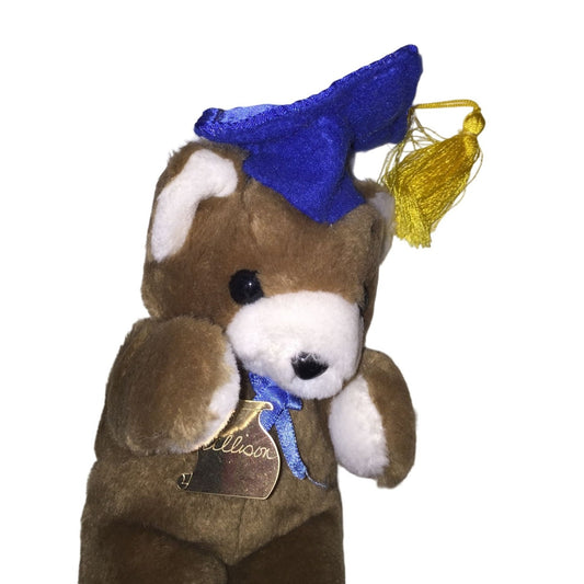 Vintage 1987 Allison Graduation Bear Wearing Blue Cap/Diploma