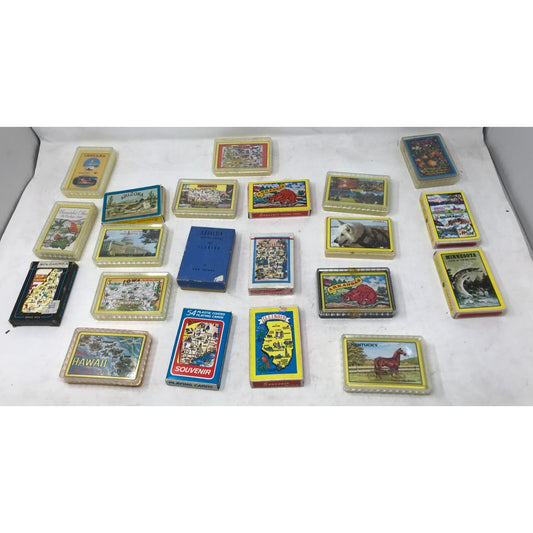 Lot of 21 Vintage Souvenir Playing Cards with Different States on them