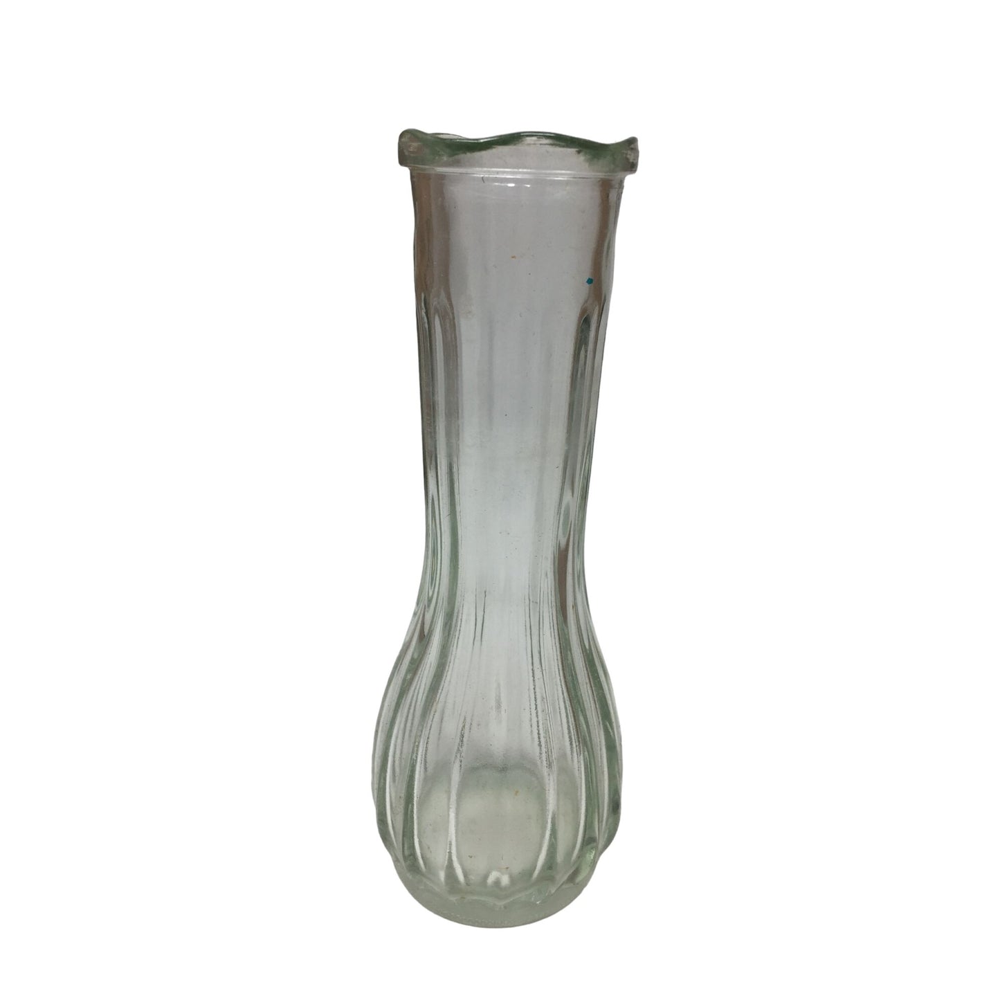 Short 6'' tall Ribbed Clear Glass Bud Vase