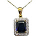 Beautiful 4 Carat Emerald Cut Blue Amethyst Pendant Heart Filagree Pattern Gold Overlay Sterling Silver