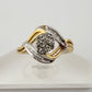 Beautiful 1/4 ct Diamond Ring Baguette and Flower Cluster with Two-Tone Sterling Band Size 7