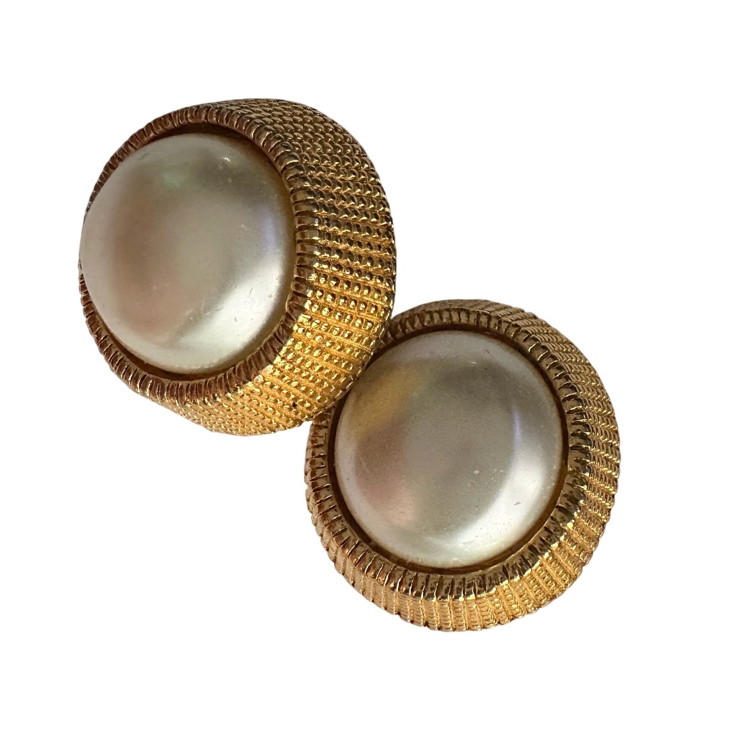 CHANEL Gold Plate and Faux Pearl Clip On Earrings