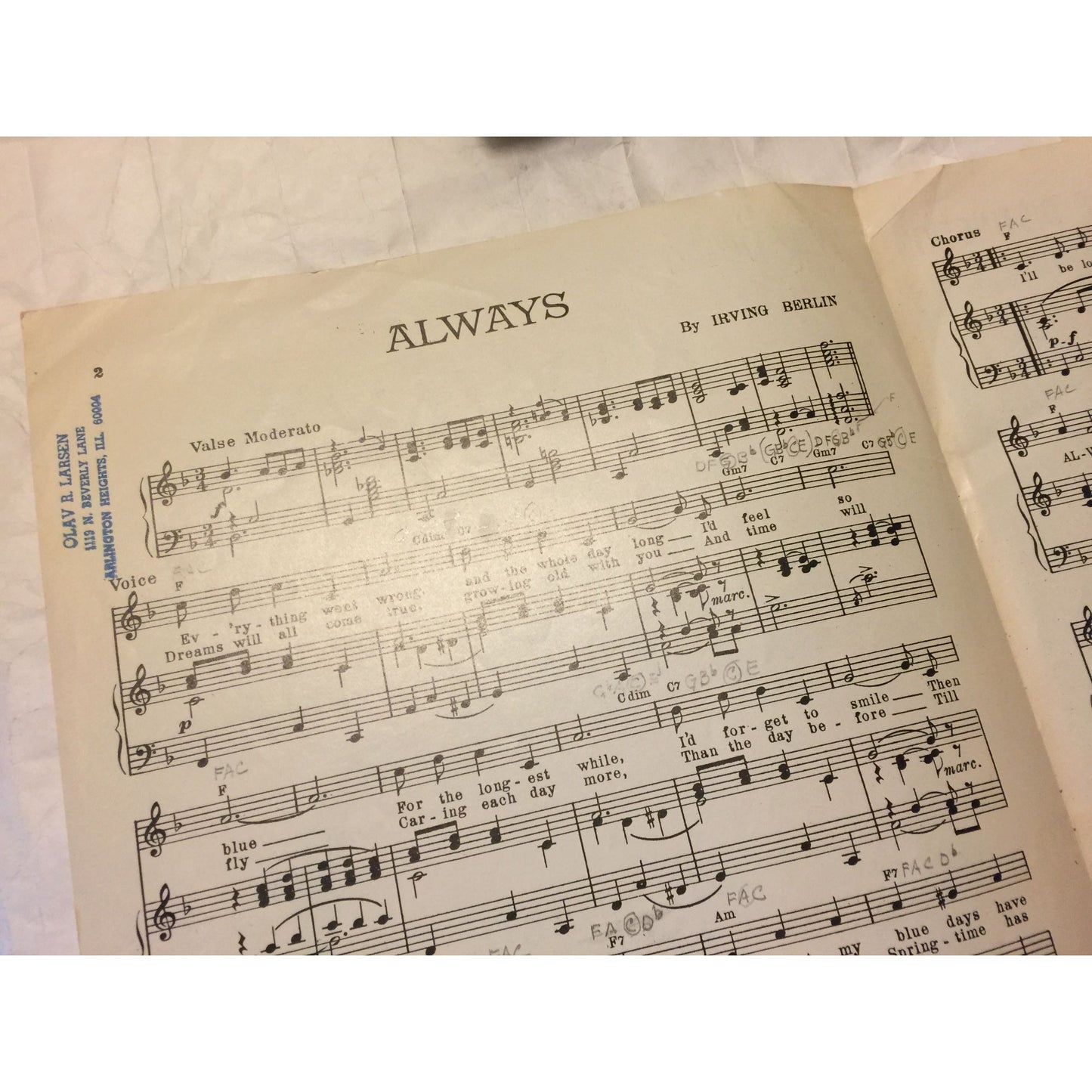 Vintage Sheet Music "Always" Written by Irving Berlin 1925