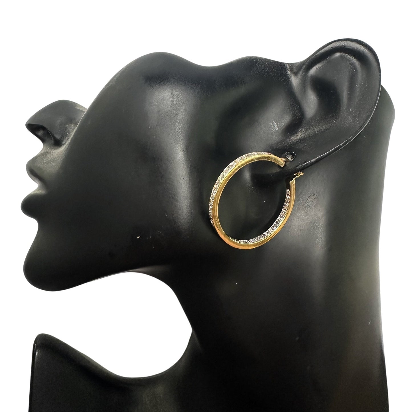 Beautiful 1/2 Carat Inside Out Diamond Hoop Earrings - 14kt Goldplate over 925 Sterling Silver