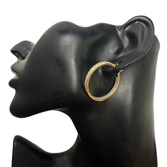 Beautiful 1/2 Carat Inside Out Diamond Hoop Earrings - 14kt Goldplate over 925 Sterling Silver