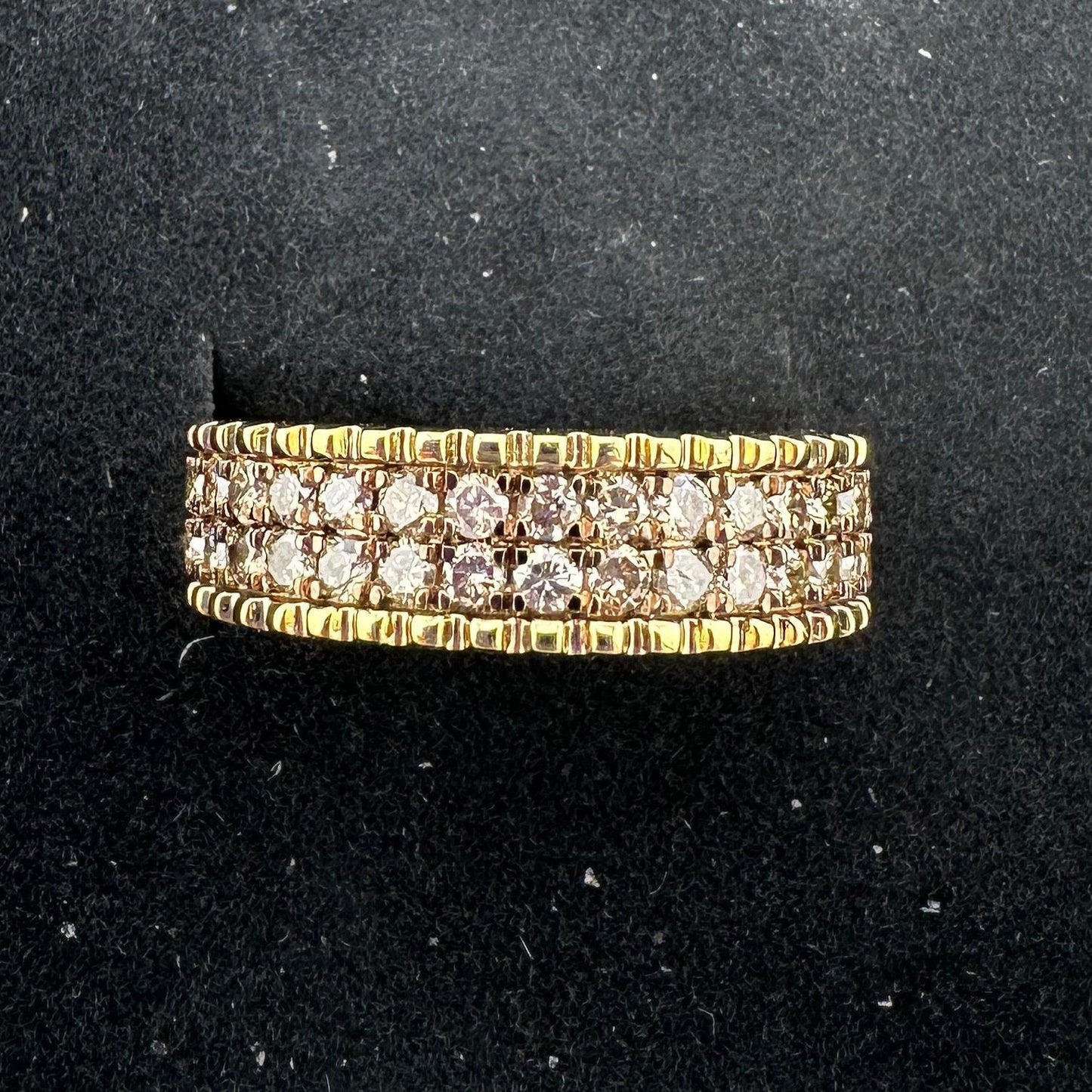 Beautiful 3/4 Ct Diamond 2 row Anniversary Ring 14kt Gold Overlaying .925 Sterling Silver