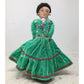 Native American Navajo Hand Made Indian Doll Wearing Green/Red Dress