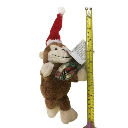 Holiday Pals Galerie Christmas Monkey Stuffed Animal Plush Wearing Santa Hat